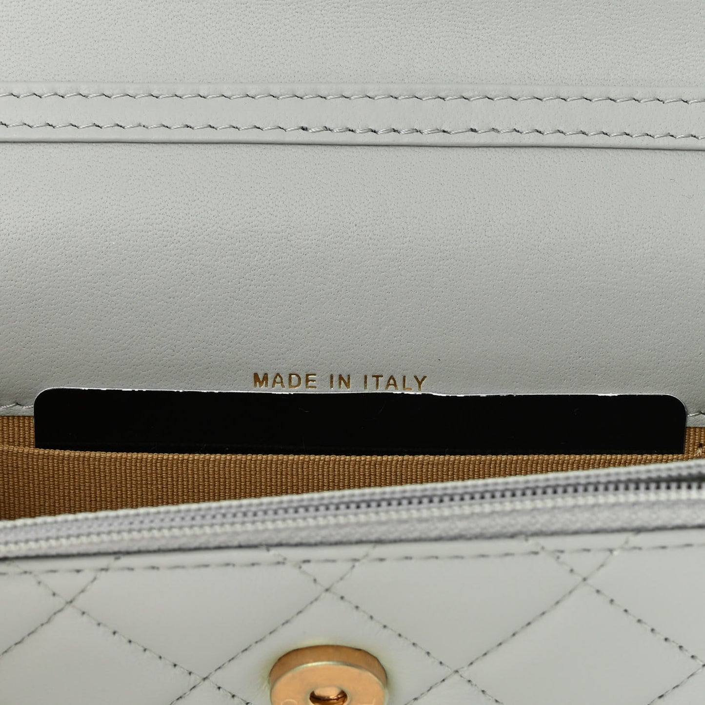 Lambskin Pearl Crush Quilted Flap Phone Holder With Chain Light Grey