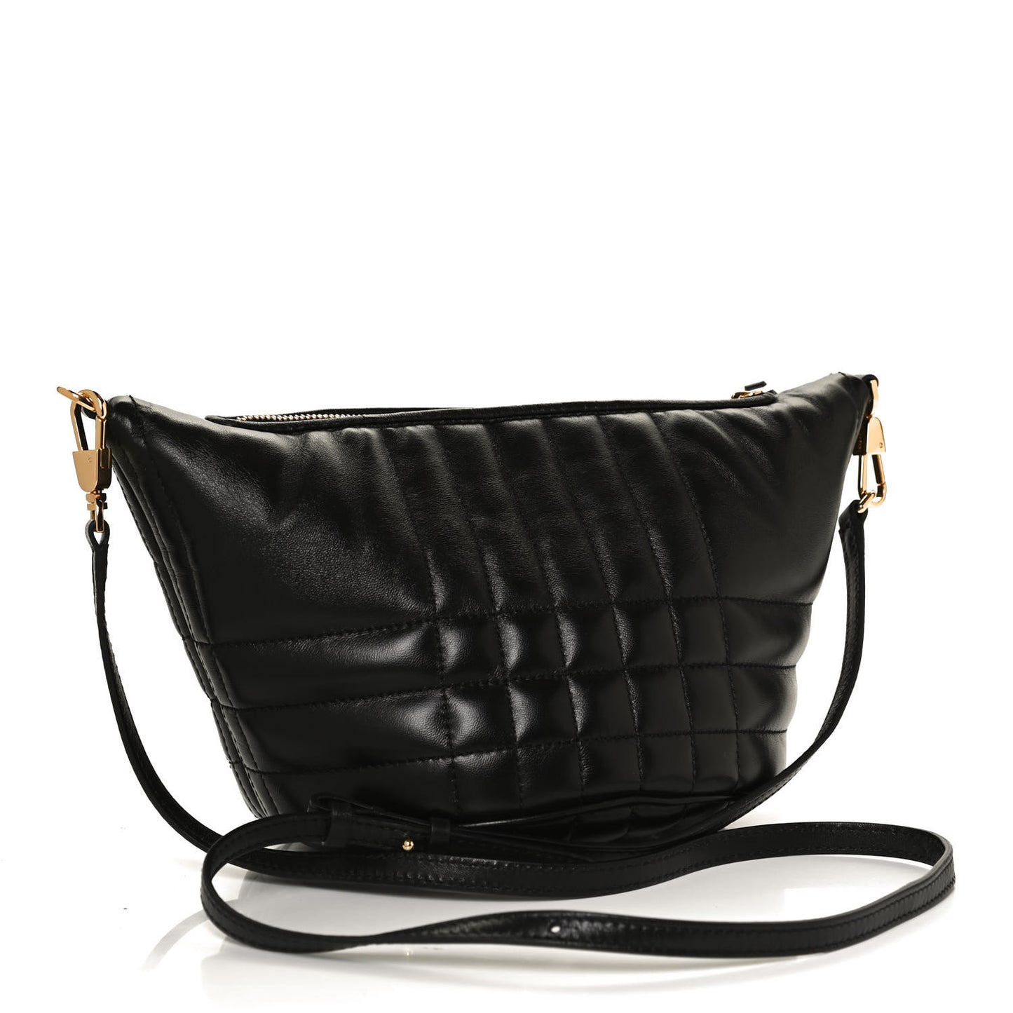 Lambskin Quilted Small Crescent Lola Bag Black