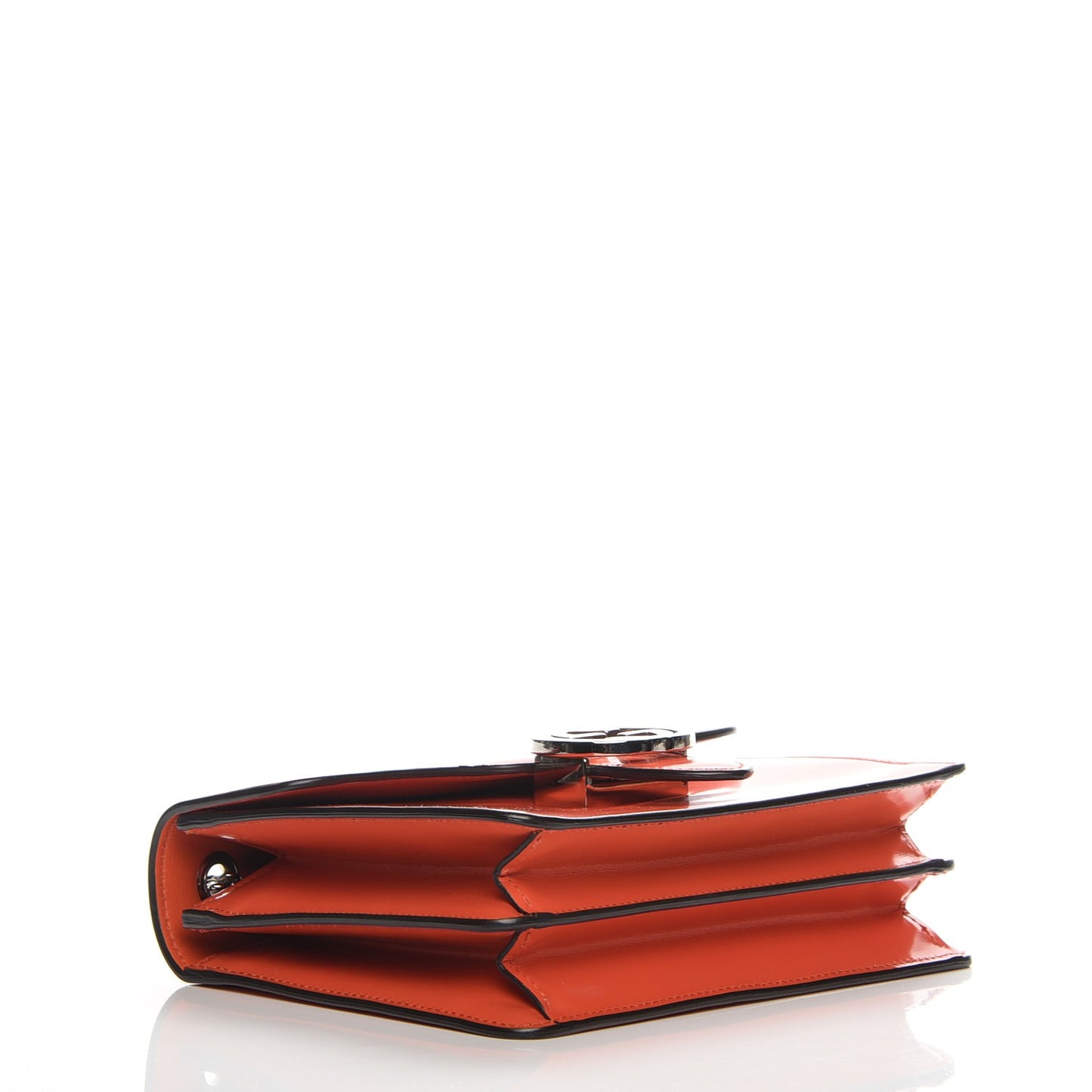 Shade Lux Calfskin Small Interlocking Shoulder Bag New Dark Orange