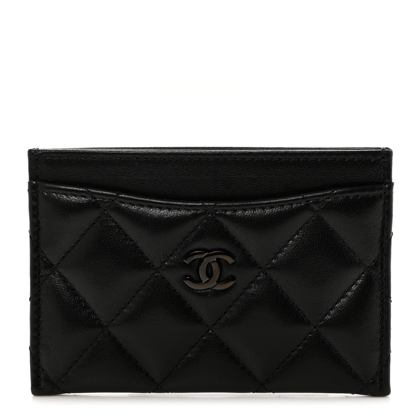 Lambskin Quilted Card Holder So Black