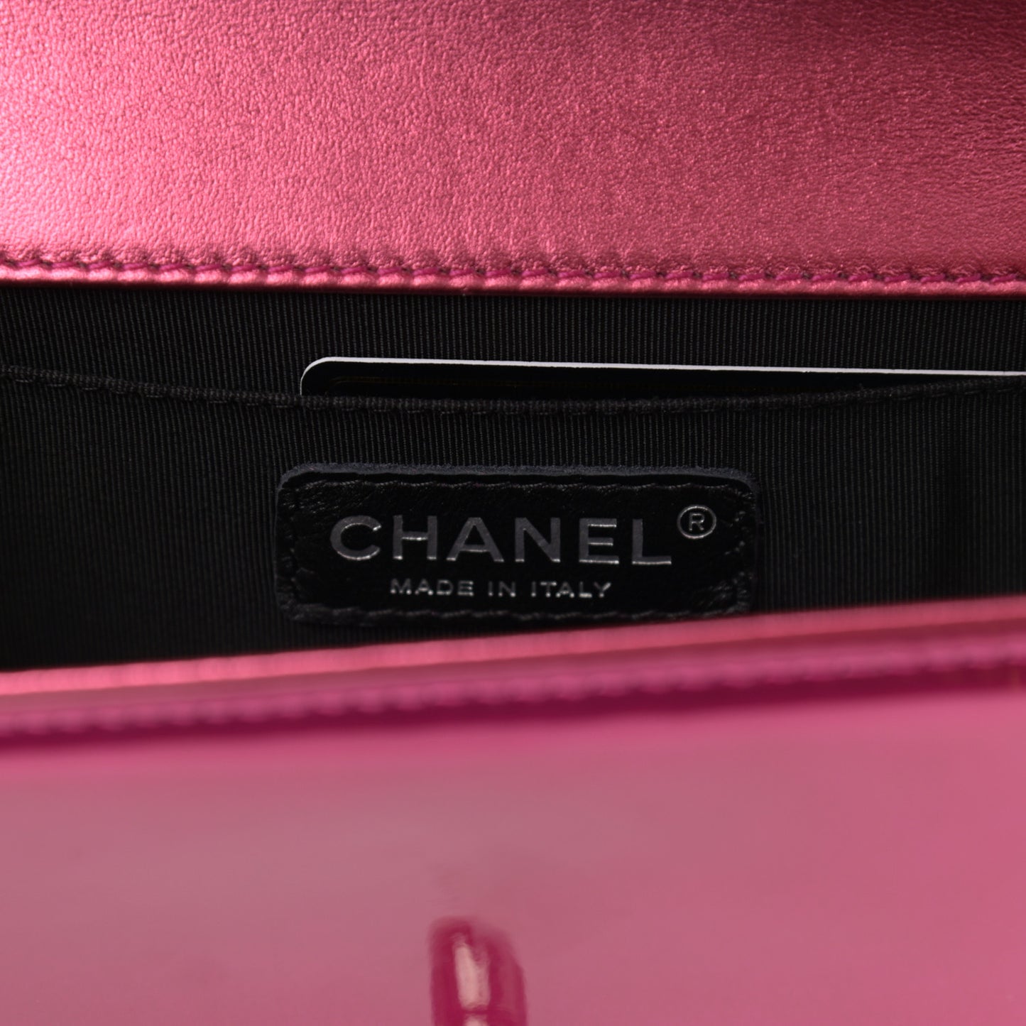 Metallic Patent Calfskin Quilted Small Boy Flap Pink