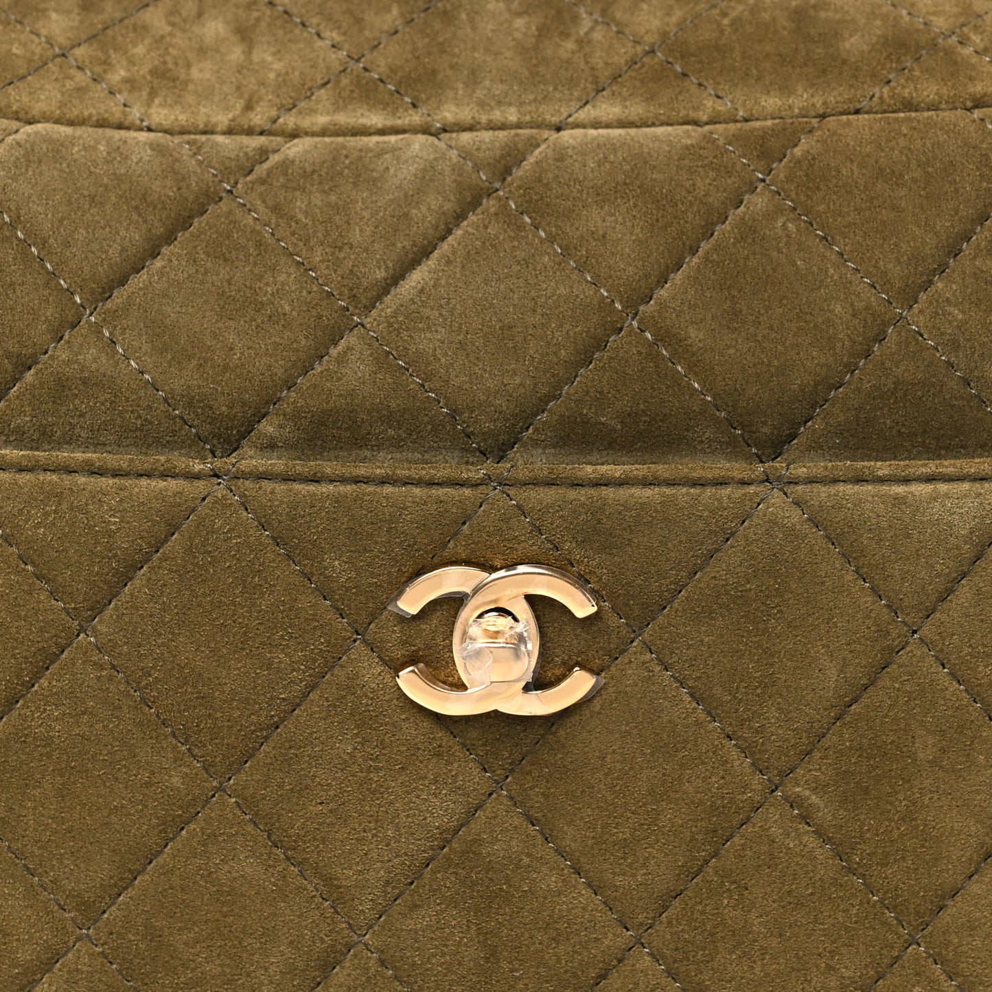 Suede Calfskin Quilted Camerissimo Camera Case Dark Khaki