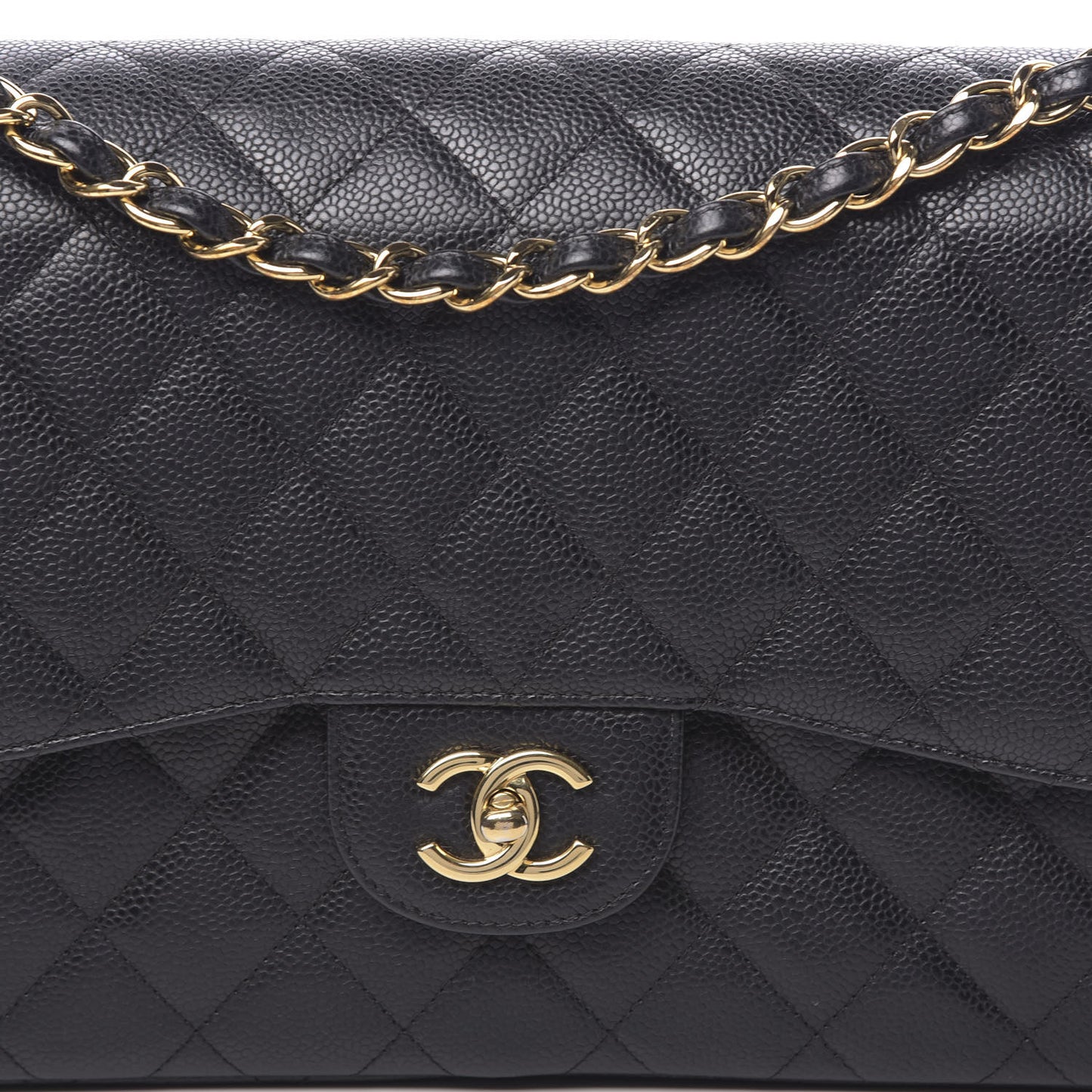 Caviar Quilted Jumbo Double Flap Black