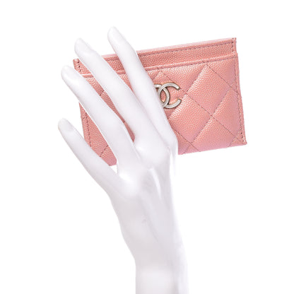 Chanel Iridescent Caviar Quilted Card Holder Rose Pink 2 of 9