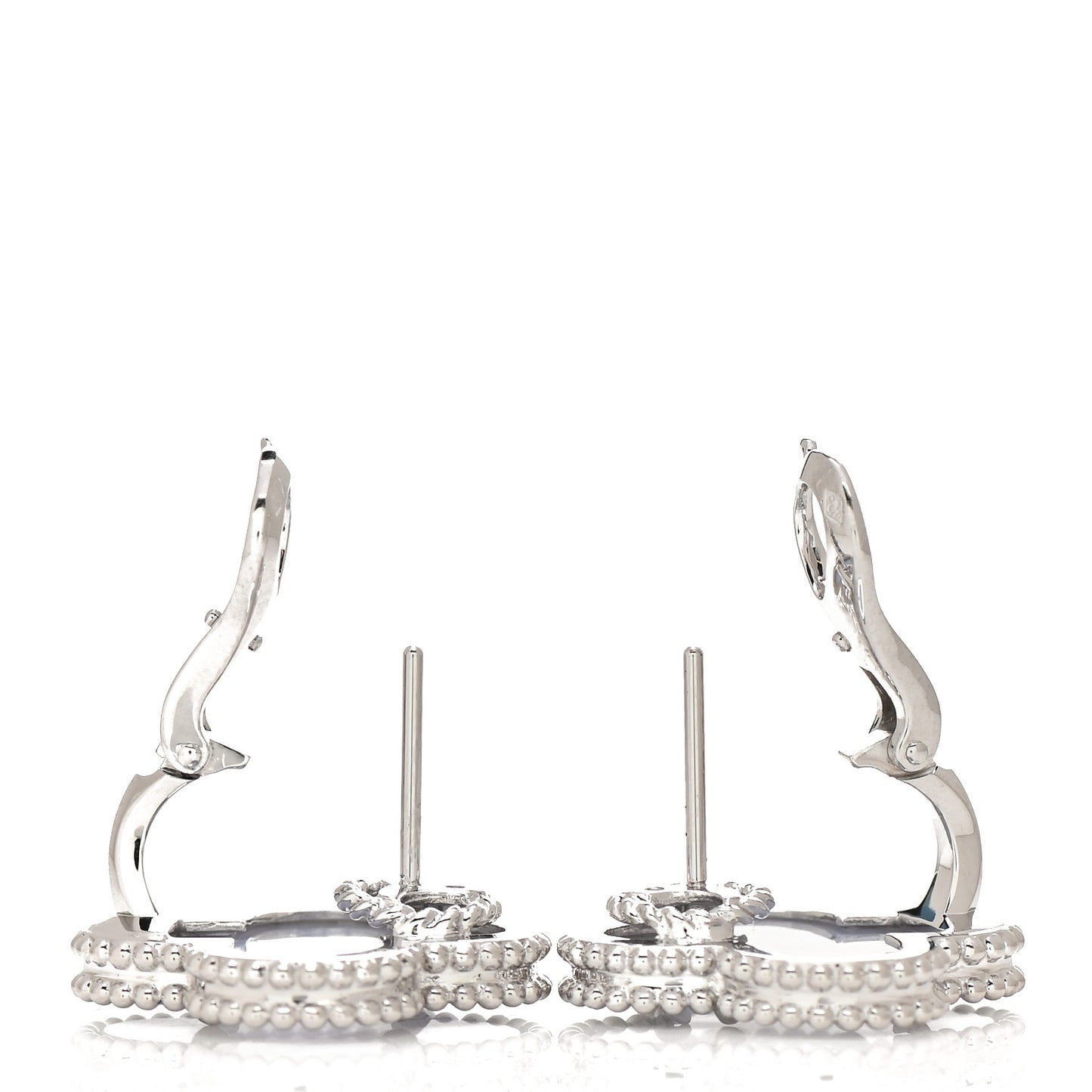 18K White Gold Chalcedony Magic Alhambra Earrings