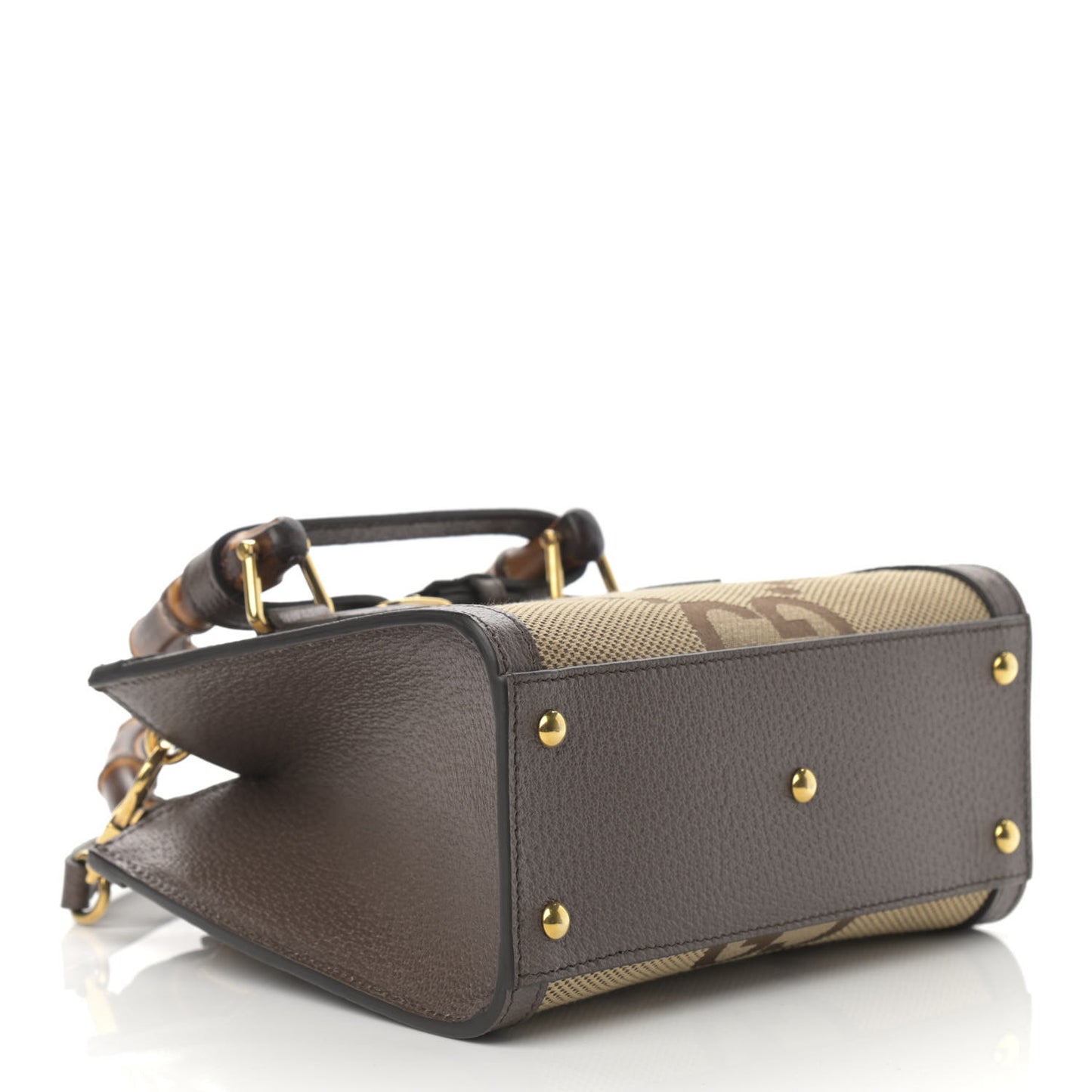Monogram Jumbo GG Textured Dollar Calfskin Mini Diana Tote Bag Camel Ebony New Acero