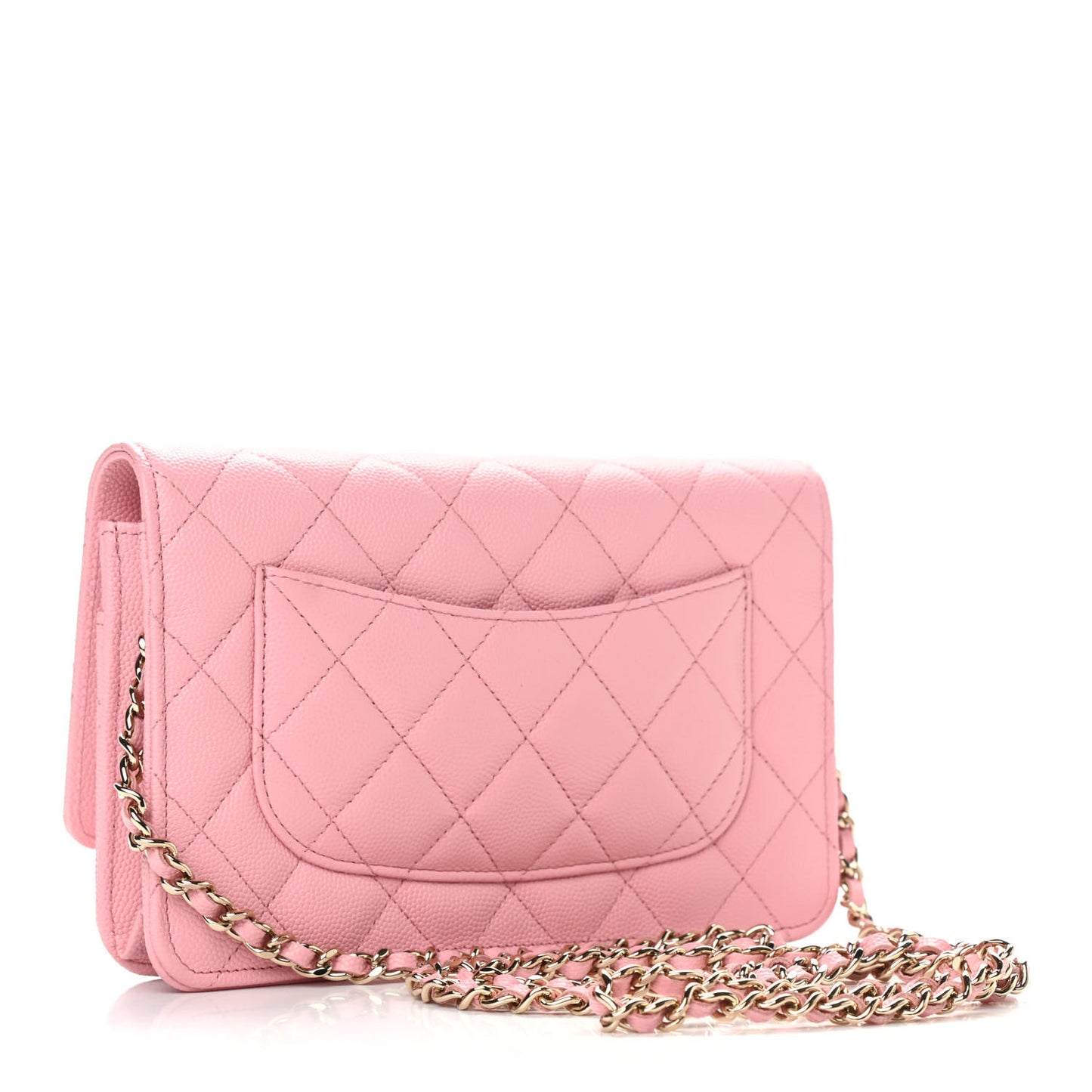 Caviar Quilted Wallet on Chain WOC Pink