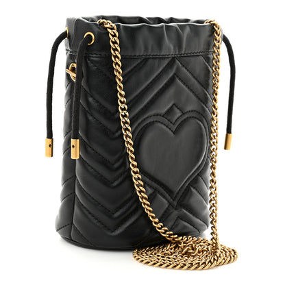 Gucci Calfskin Matelasse Mini GG Marmont 2.0 Bucket Bag Black 3 of 10