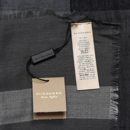 Burberry Silk Modal Wool London Check Lightweight Travel Square Mid Grey 3 of 4