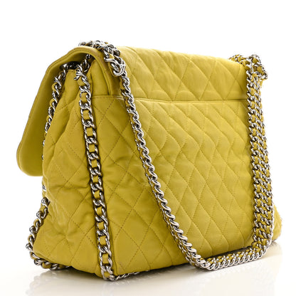 Chanel Washed Lambskin Quilted Maxi Chain Around Flap Yellow 3 of 11