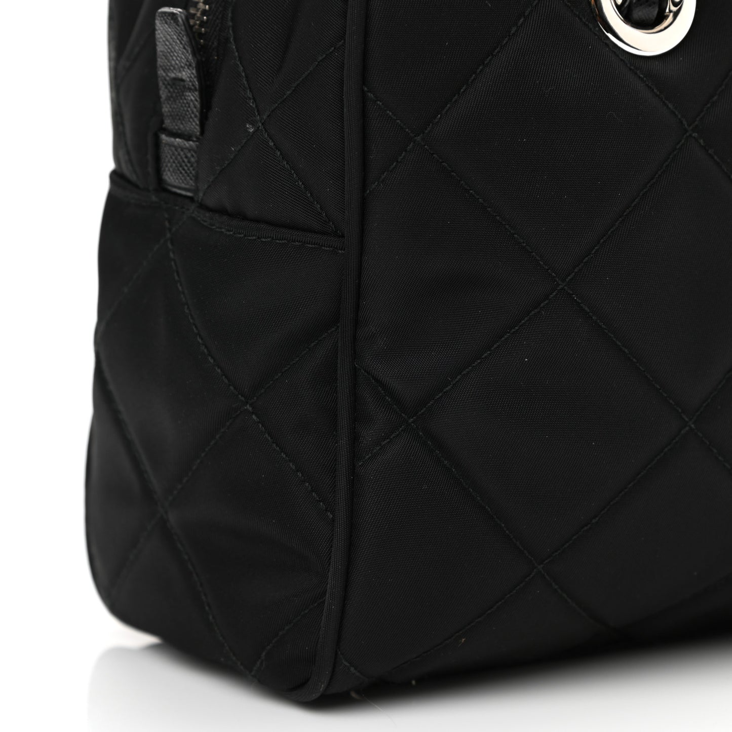 Nylon Tessuto Impuntu Quilted Shoulder Bag Black