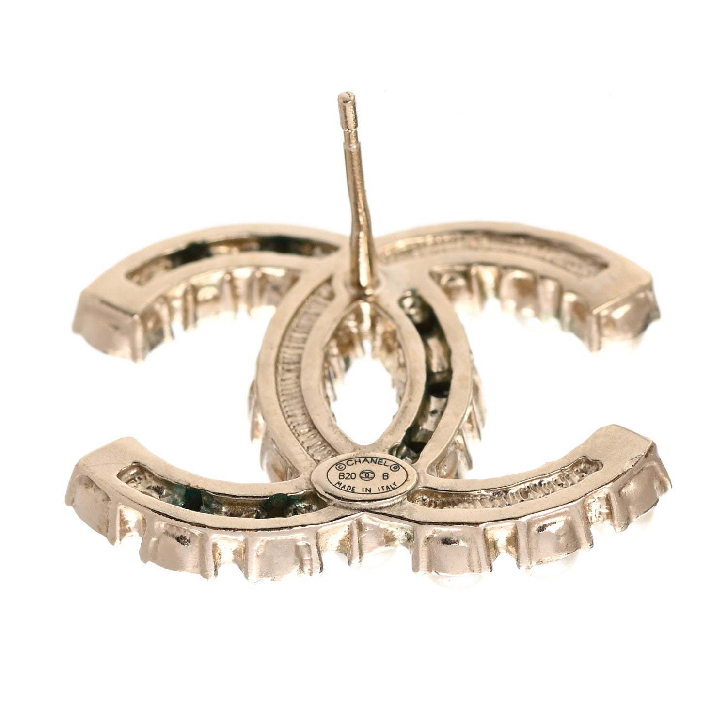 Chanel Crystal Pearl CC Dazzling Domino Earrings Gold 4 of 5