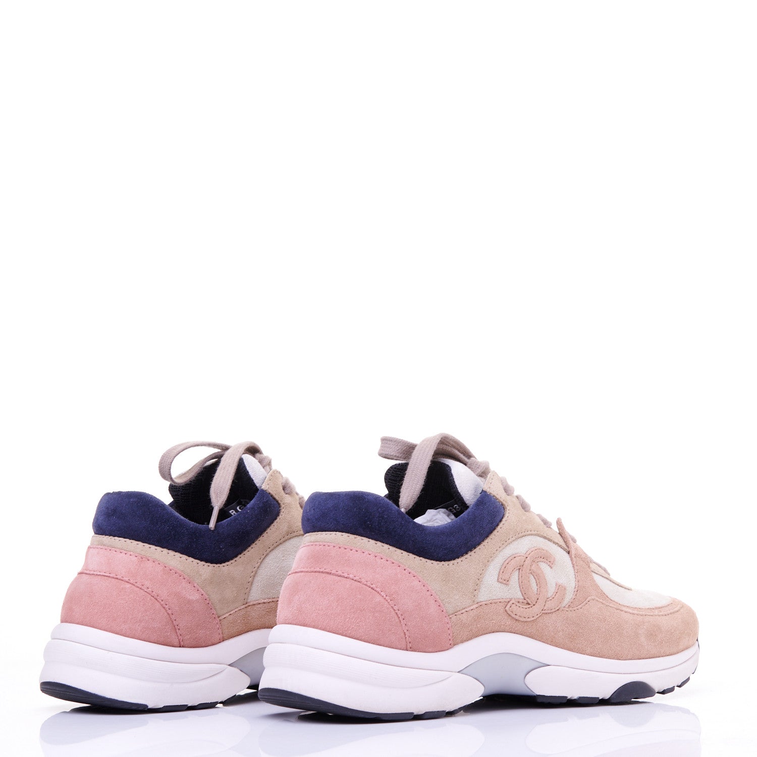 Chanel Nylon Lambskin Suede Calfskin CC Sneakers 35.5 Tan 4 of 9