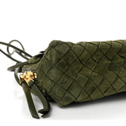Bottega Veneta Suede Intrecciato Concert Pouch Green Tweed 9 of 10