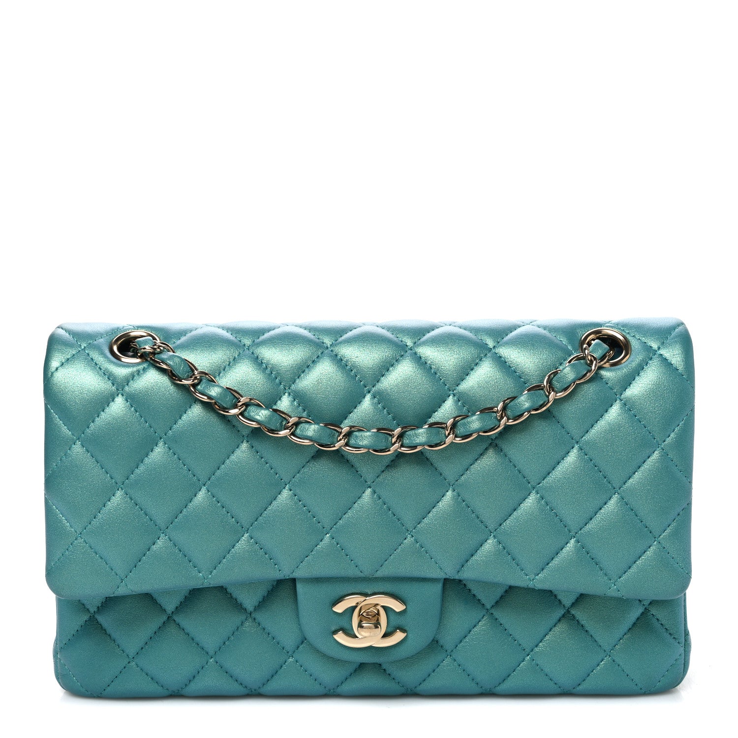Chanel Iridescent Caviar Quilted Medium Double Flap Green 1 of 10