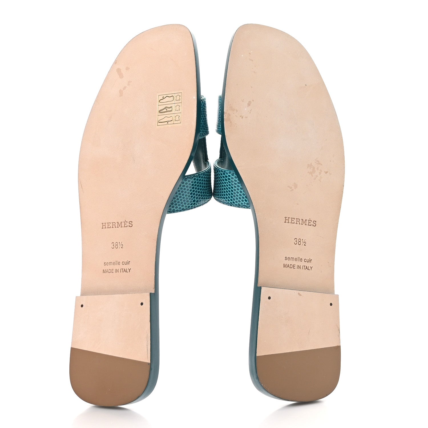 Hermes Lizard Oran Sandals 38.5 Vert Emeraude 5 of 9