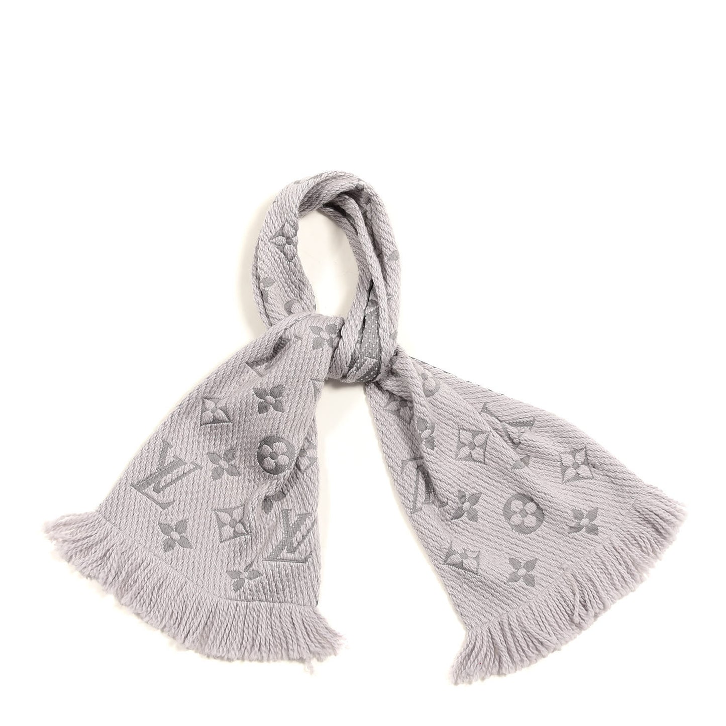 Wool Silk Logomania Scarf Pearl Grey