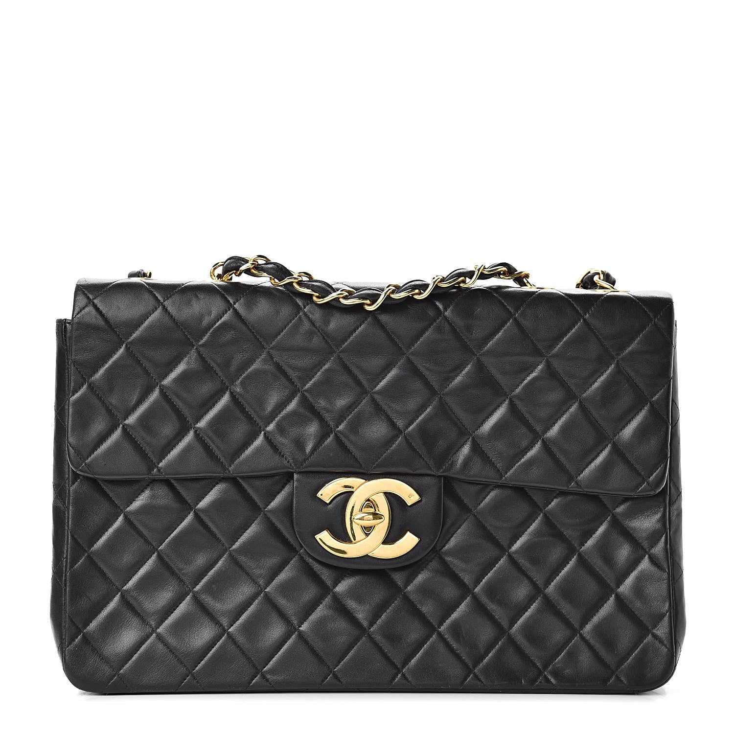 Chanel Lambskin Quilted XL Jumbo Single Flap Black 1 of 14