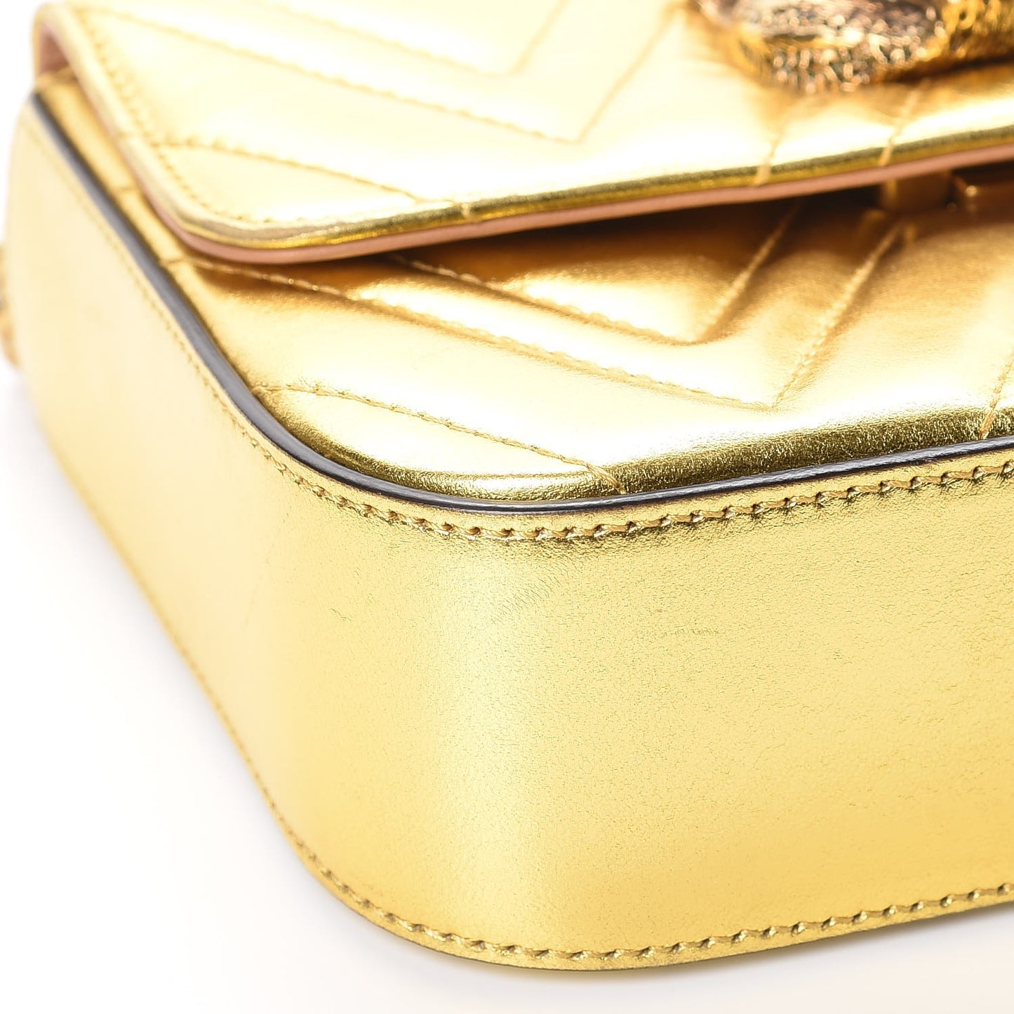 Metallic Nappa Matelasse Broadway Shoulder Bag Gold