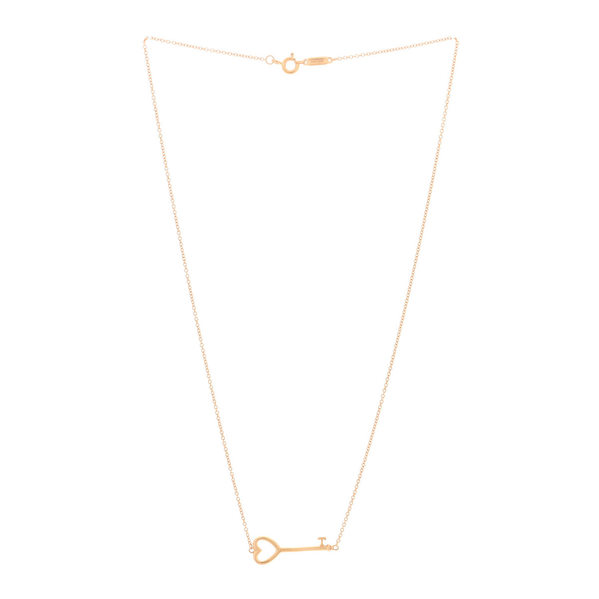 18K Yellow Gold Heart Key Pendant Necklace