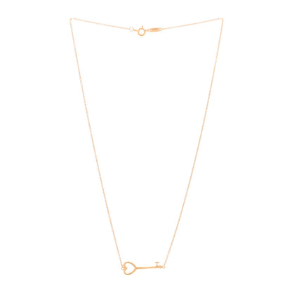 Tiffany 18K Yellow Gold Heart Key Pendant Necklace 3 of 4