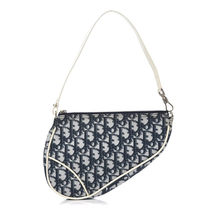 Christian Dior Monogram Mini Saddle Pochette Navy 1 of 11