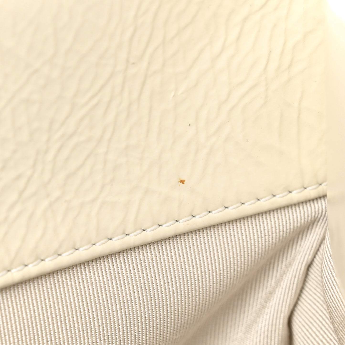 Shiny Aged Calfskin Shopping Bag White