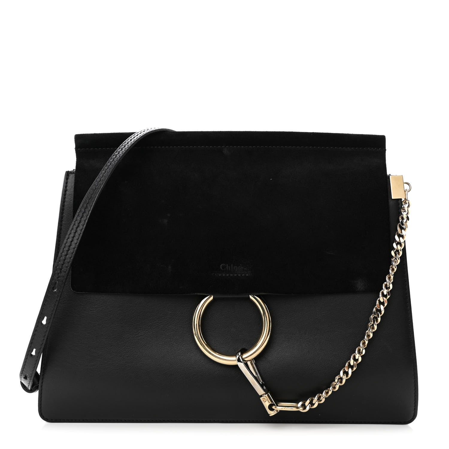 Chloe Suede Calfskin Medium Faye Shoulder Bag Black 1 of 16