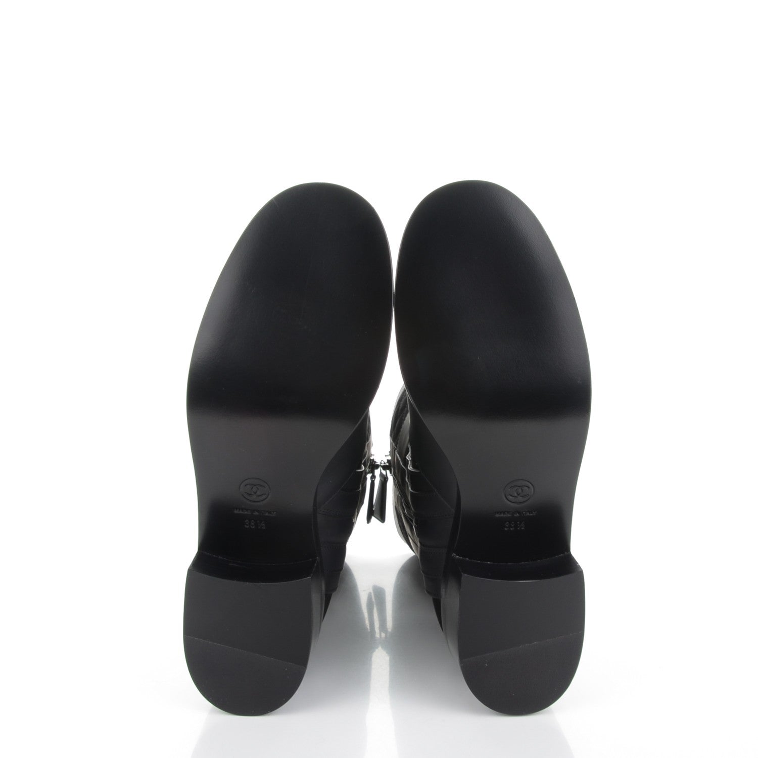 Chanel Calfskin Quilted Patent Cap Toe Boots 38.5 Black 5 of 7
