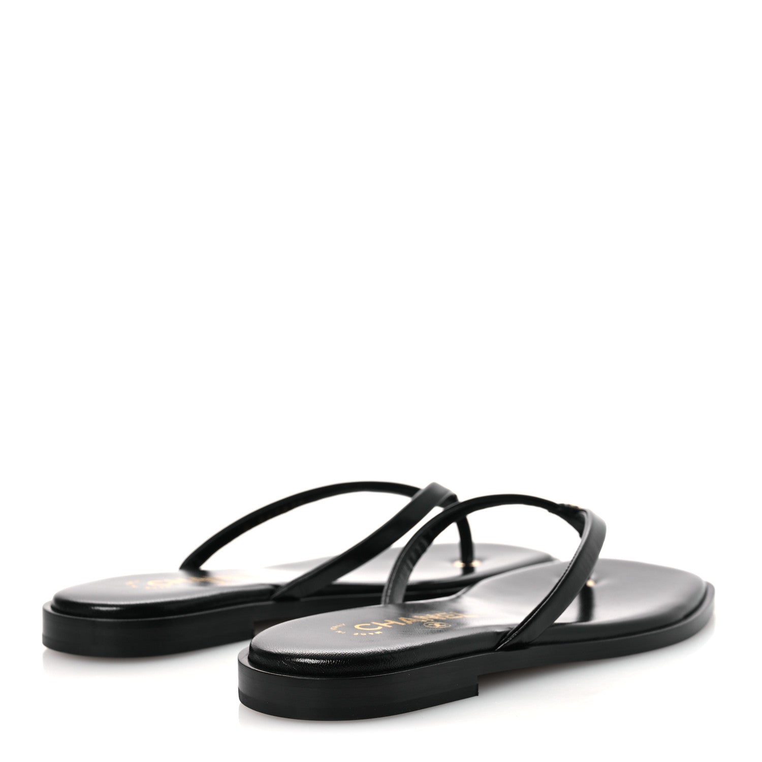 Chanel Goatskin CC Times Square Thong Sandals 37 Black 5 of 12
