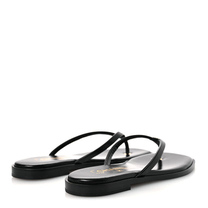 Chanel Goatskin CC Times Square Thong Sandals 37 Black 5 of 12