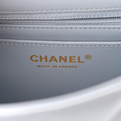 Chanel Shiny Lambskin Quilted Pearl Twist Mini Square Flap Light Grey 6 of 11