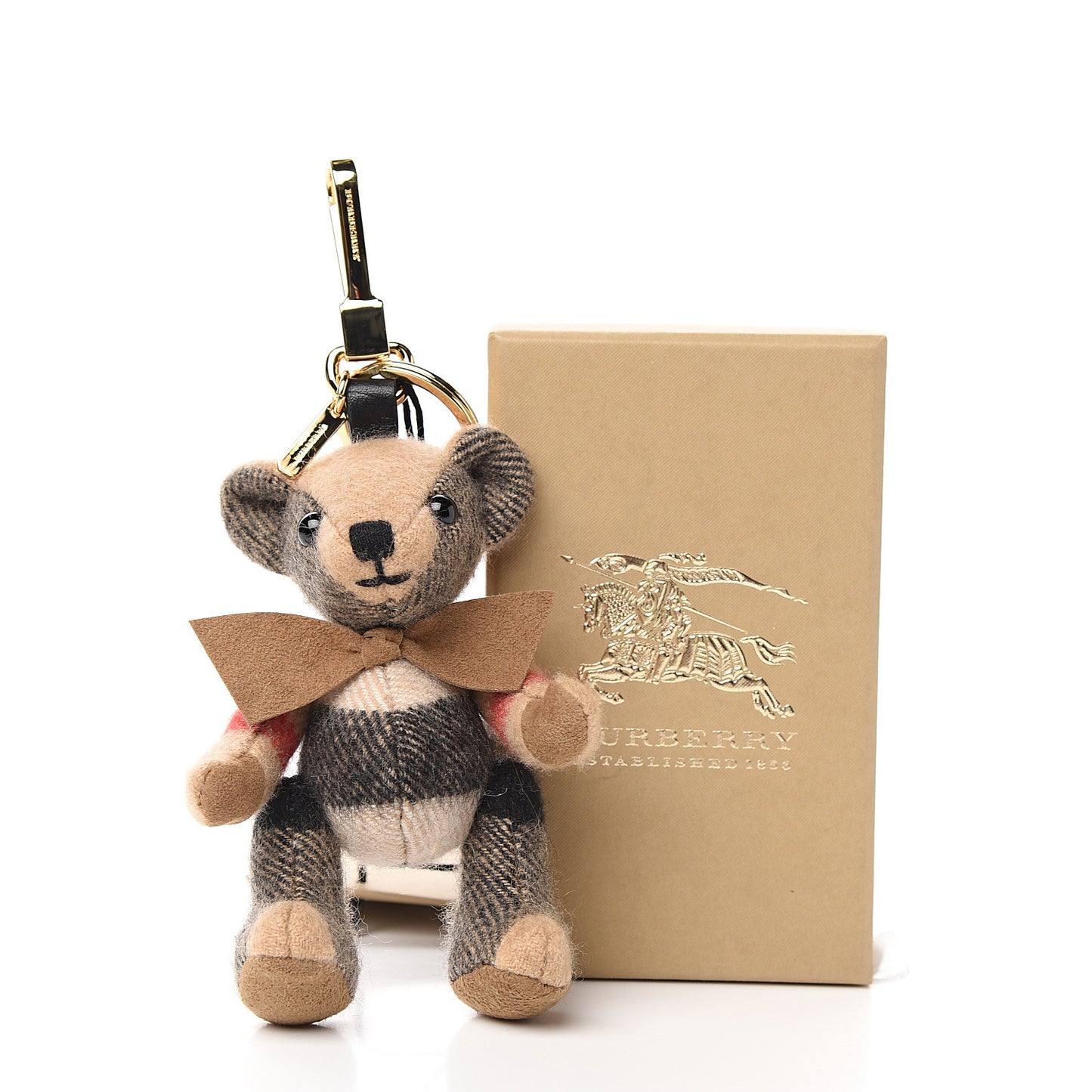 Cashmere Vintage Check Thomas Bear Bag Charm Camel