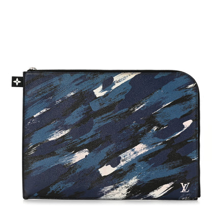 Louis Vuitton Canvas Printed Brushstroke Camouflage Pochette Jour GM Blue 1 of 9