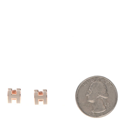 Hermes Rose Gold Lacquered Mini Pop H Earrings Marron Glace 2 of 7