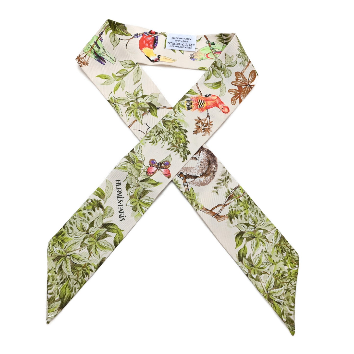 Silk Equateur Twilly Creme Vert Multicolore