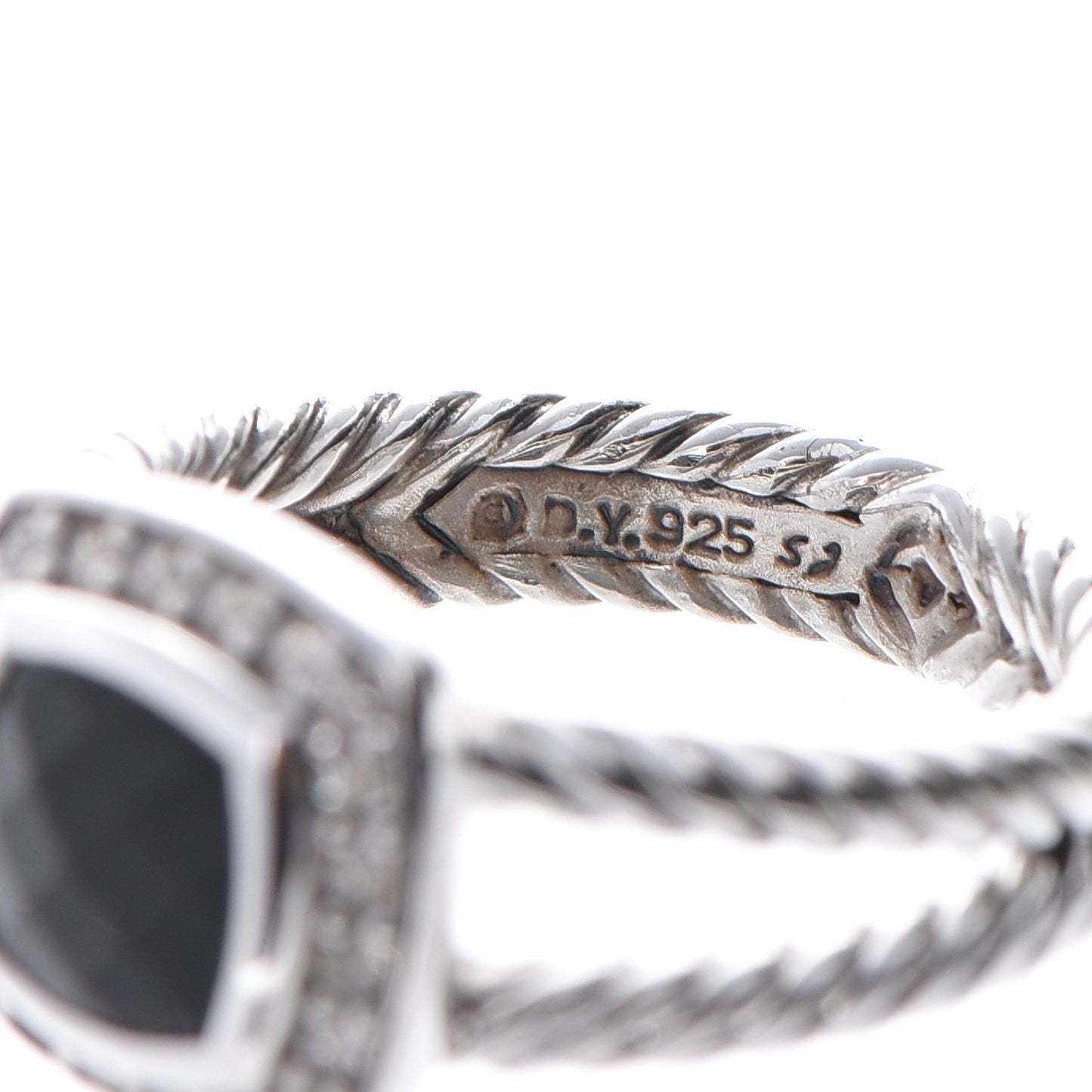 Sterling Silver Diamond Black Onyx 7mm Petite Albion Ring 52 6