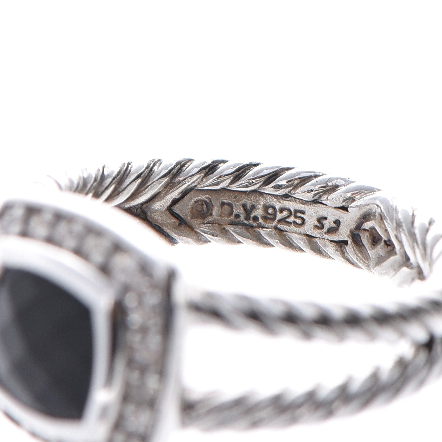 David Yurman Sterling Silver Diamond Black Onyx 7mm Petite Albion Ring 52 6 4 of 4