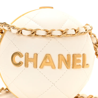 Chanel Lambskin Quilted Sphere Minaudiere Chain Clutch White 8 of 10