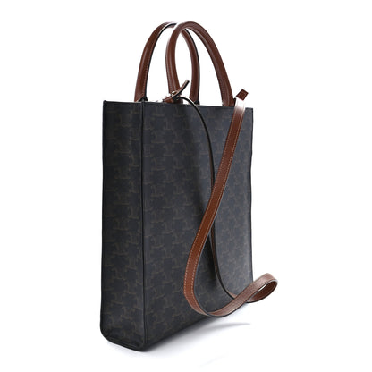 Celine Triomphe Canvas Calfskin Small Vertical Cabas Tan 3 of 11