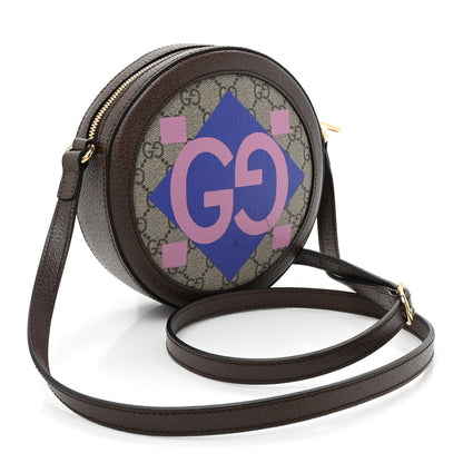 Gucci GG Supreme Monogram Equestrian Web Mini Ophidia Round Shoulder Bag Brown 3 of 9
