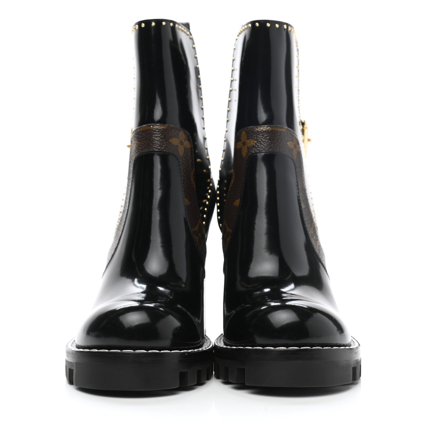 Patent Calfskin Monogram Star Trail Ankle Boots 36 Black