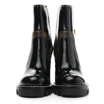 Louis Vuitton Patent Calfskin Monogram Star Trail Ankle Boots 36 Black 2 of 9