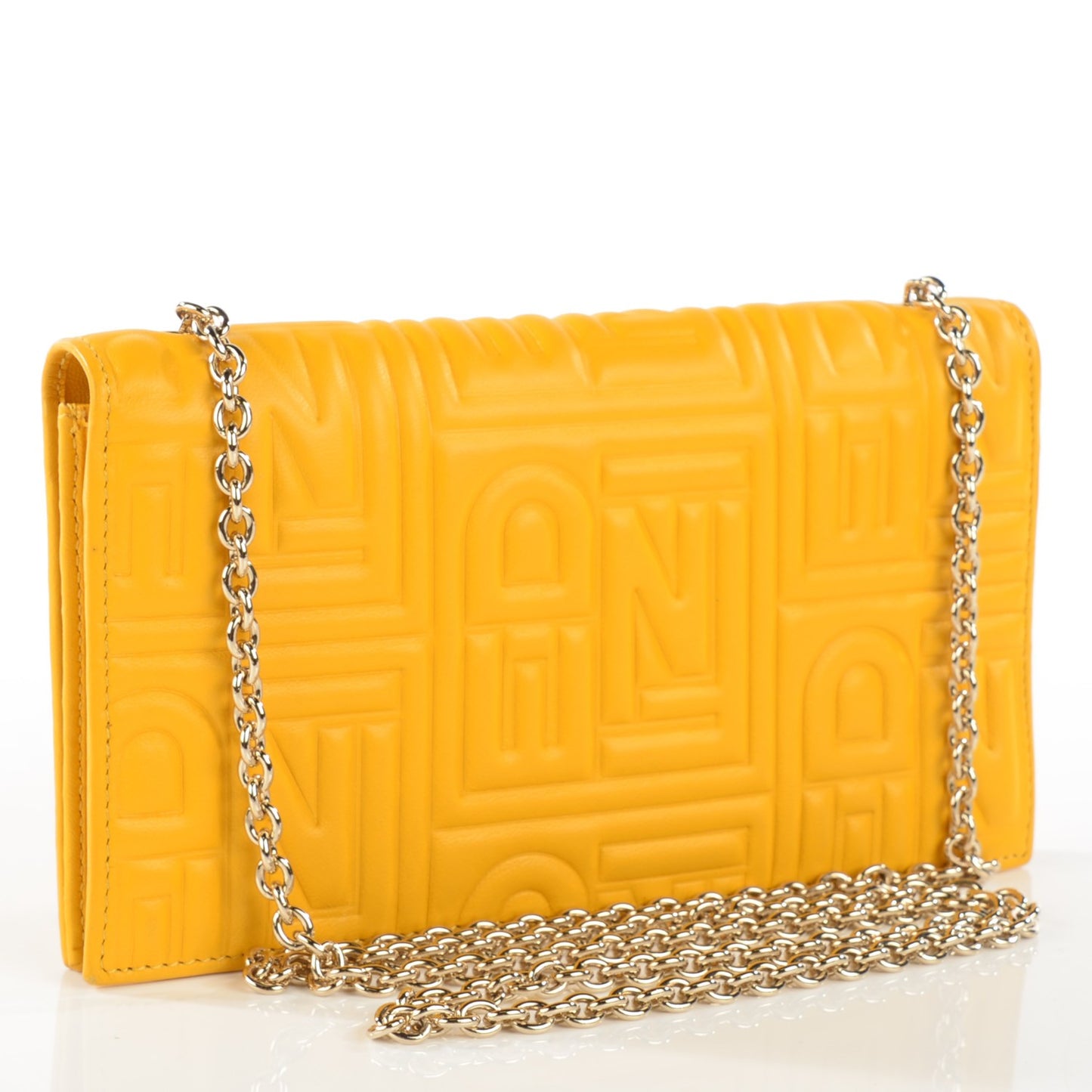 Nappa Logo Embossed Long Wallet On Chain Lemon Giallo