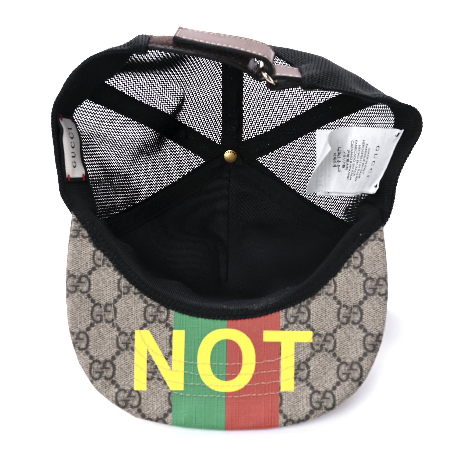 GUCCI グッチ FAKE NOT GGスプリーム キャップ Gucci GG Supreme Monogram Fake/Not Baseball Hat 59 Beige Black