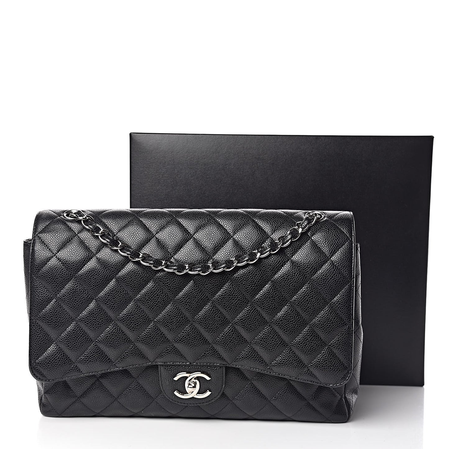 Caviar Quilted Maxi Double Flap Black