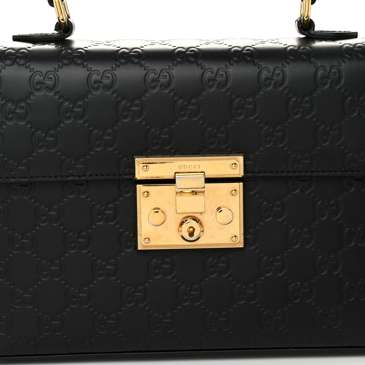 Gucci Guccissima Signature Small Padlock Top Handle Bag Black 8 of 12