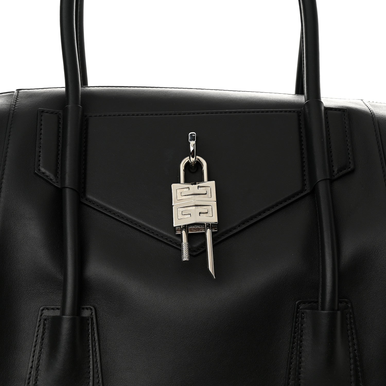 Givenchy Smooth Calfskin Medium Antigona Lock Duffle Bag Black 7 of 10