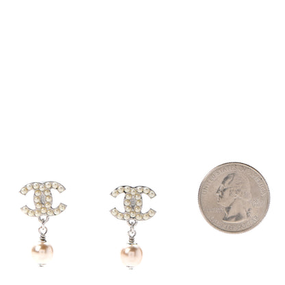 Chanel Pearl CC Drop Earrings Silver 2 of 4
