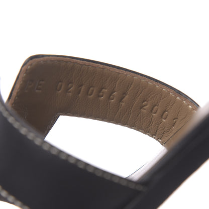 Hermes Box Calfskin Oran Sandals 35 Black 7 of 9